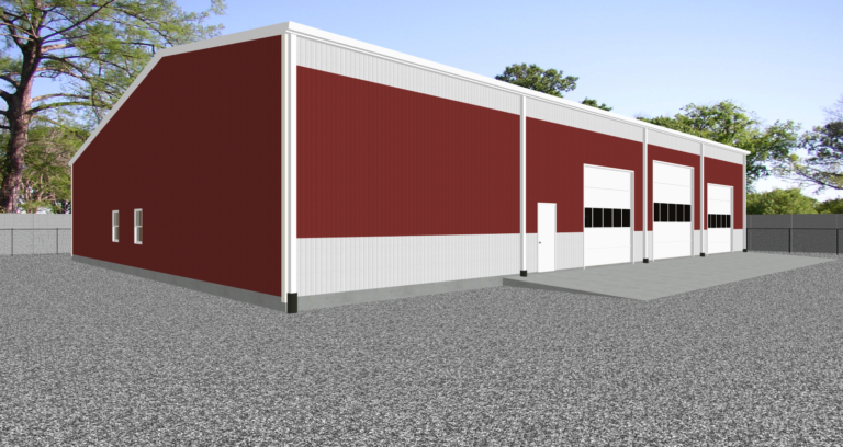 Artistic rendering of a proposed heavy equipment warehouse building - Each steel building design shown here is owned and commissioned by Inco Steel Buildings Inc in Rolesville, North Carolina.