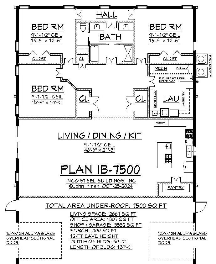 Floor Plan: Barndominium Plan IB-7500