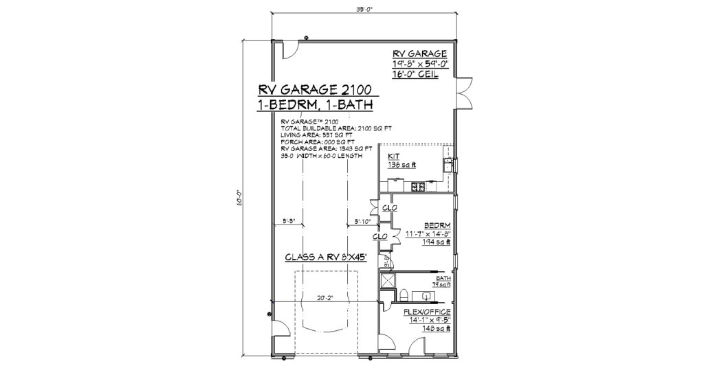 35x60 RV Garage Home | Plan #RV-Garage 2100 Inco RV Garage Home Collection™ FL PN