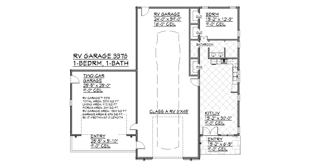 56x60 RV Garage Home | Plan #RV-Garage 3331