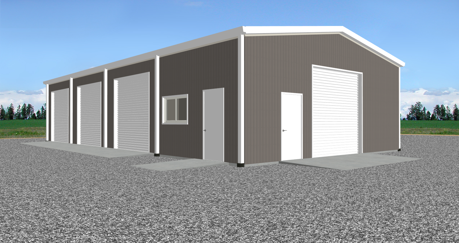 Inco Steel Buildings 30x125 Multi-Bay Race Shop Plan Layout