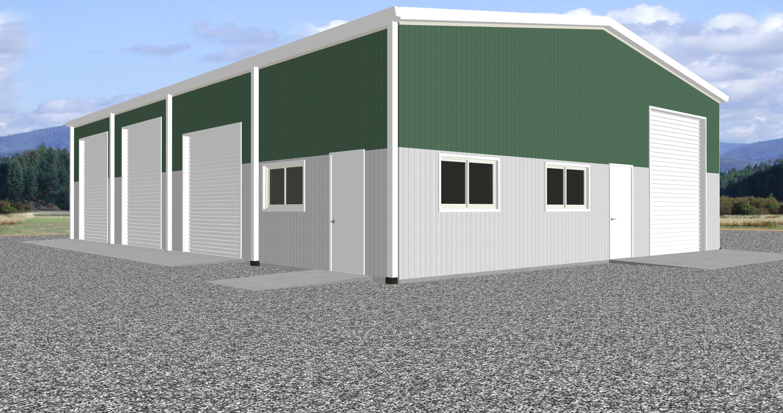 Inco Steel Buildings 30x125 Multi-Bay Race Shop Plan Layout