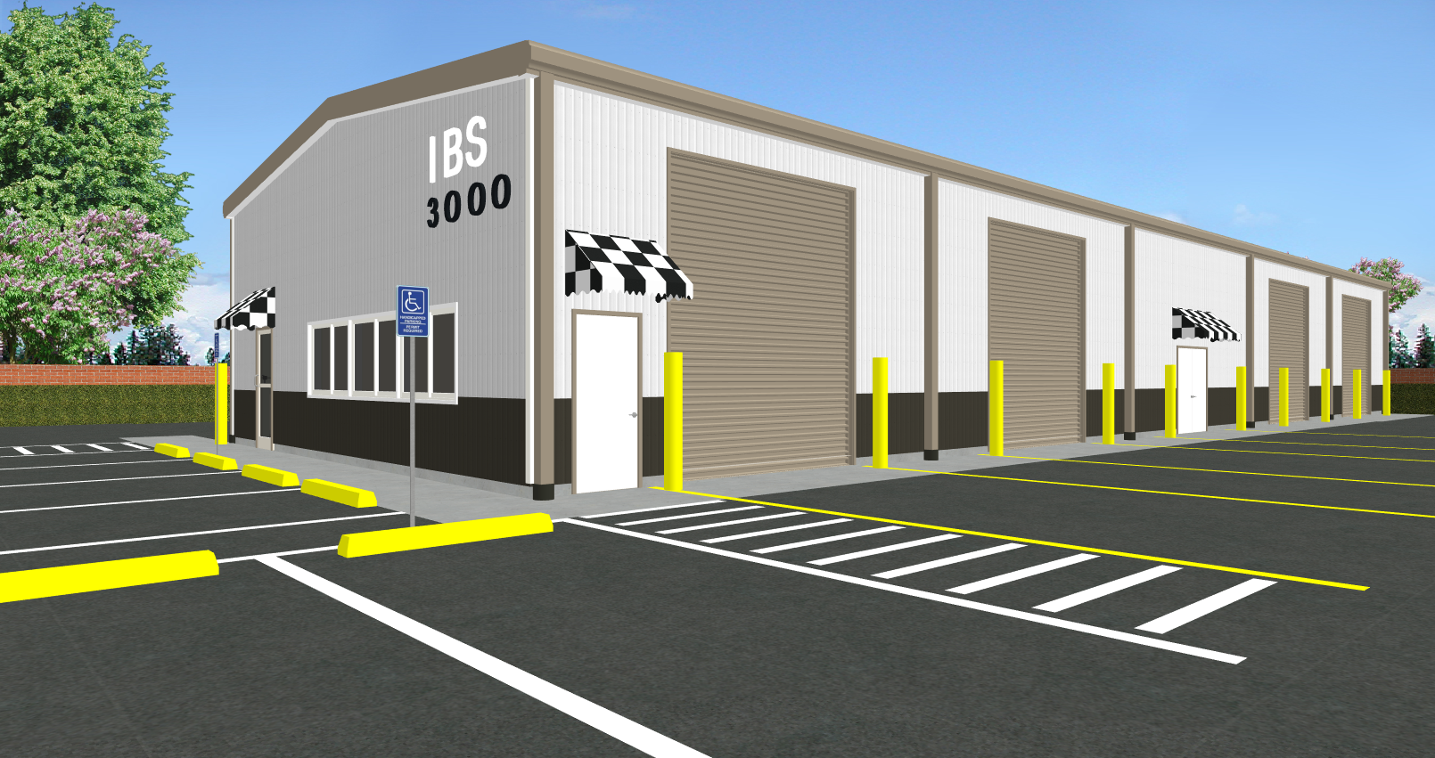 Inco Steel Buildings 30x125 Multi-Bay Race Shop Plan Layout