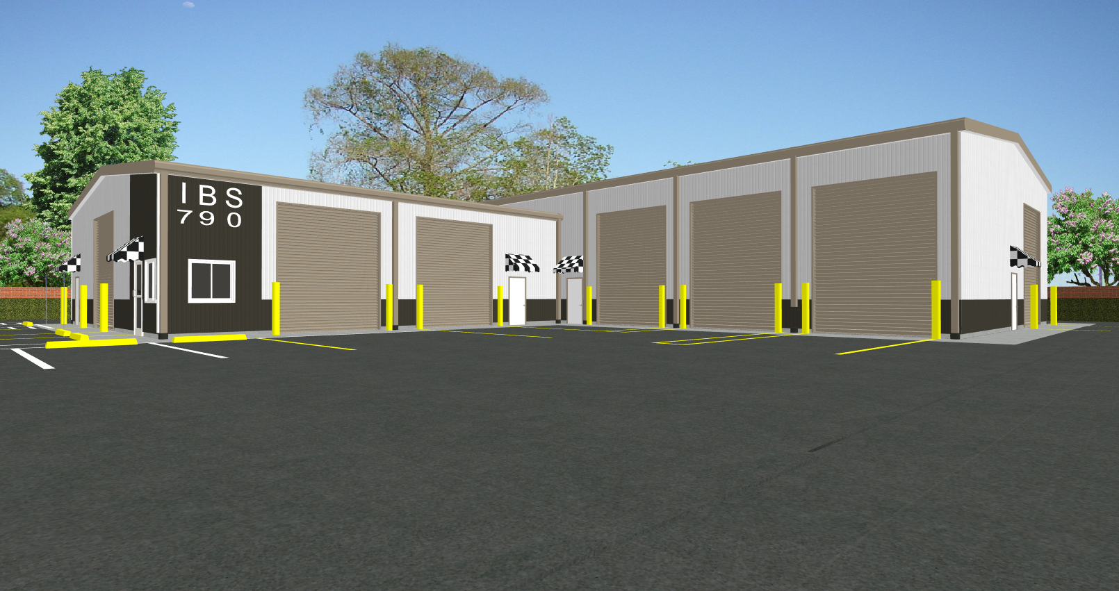 Inco Steel Buildings Turnkey Race Shop Building Addition CAD Design Rendering